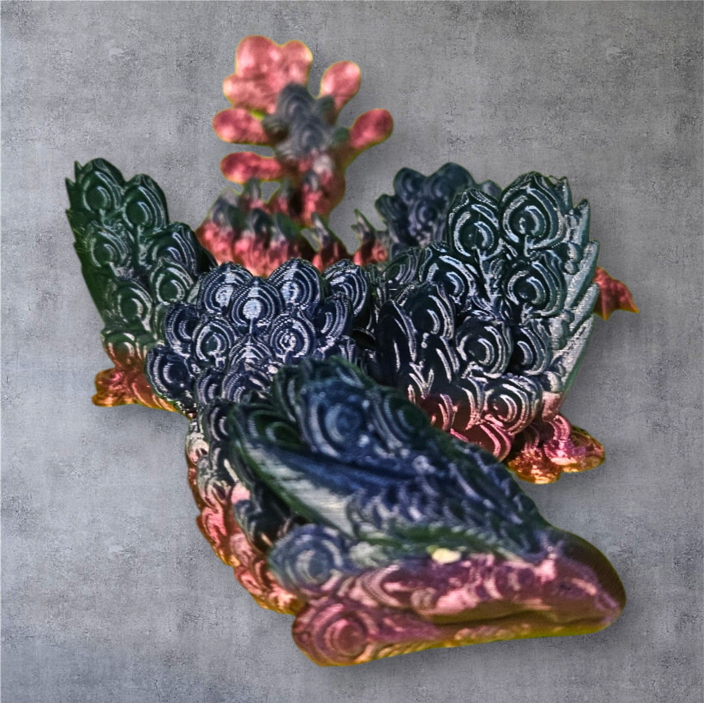 Multicolor 3D Printed Peacock Dragon