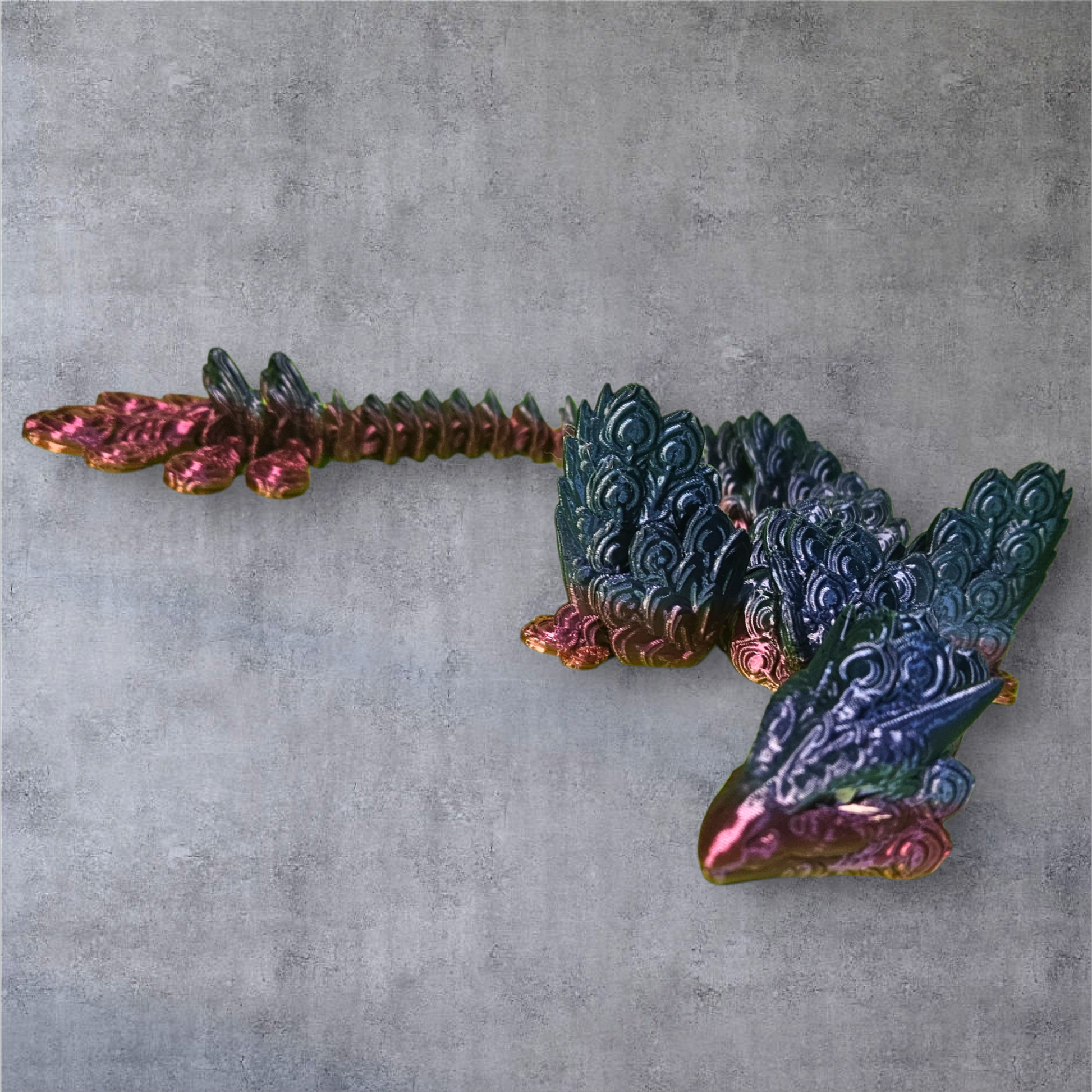 Multicolor 3D Printed Peacock Dragon
