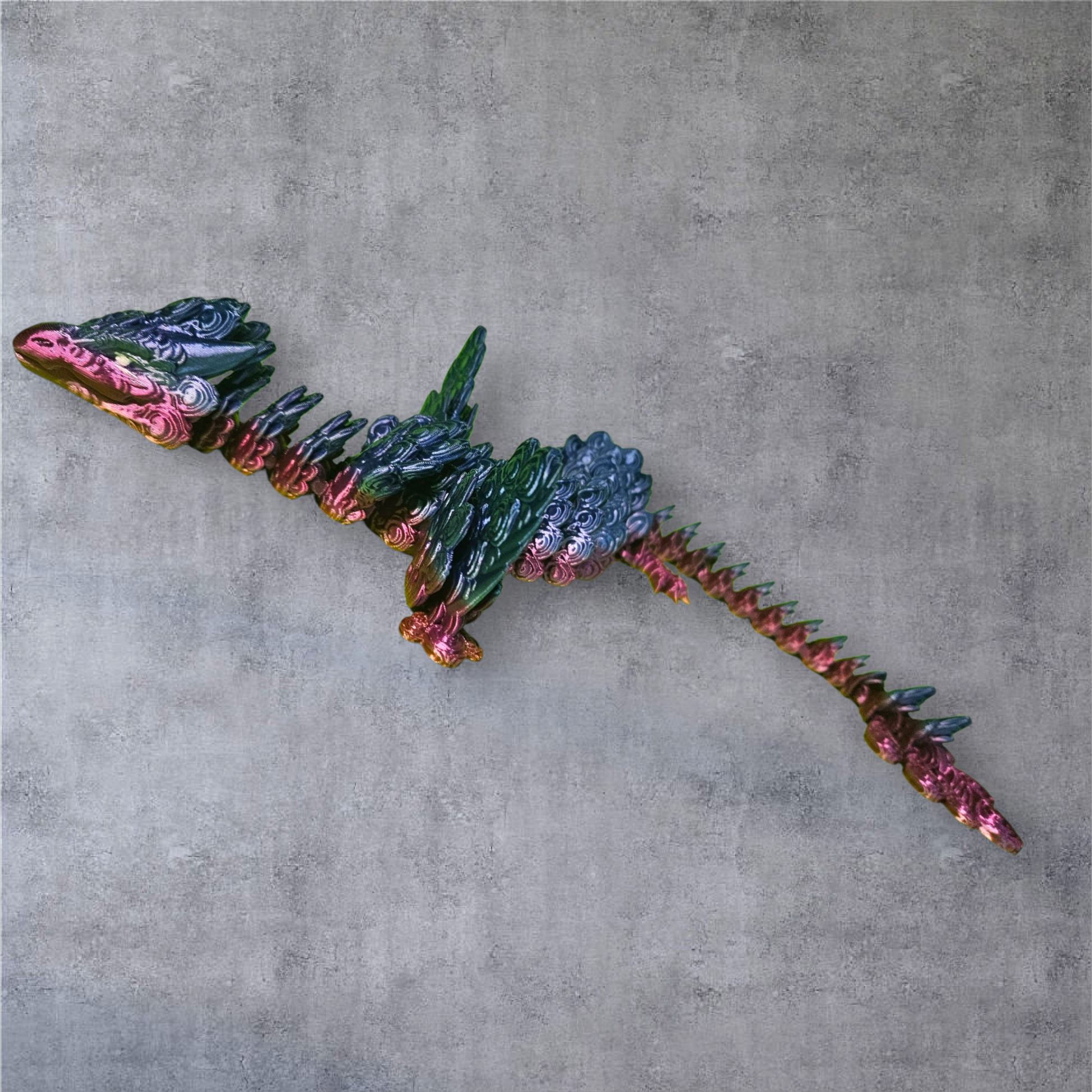 Multicolor 3D Printed Peacock Dragon