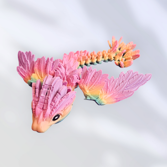 Rainbow Baby Winged Feather Dragon (3D Print)