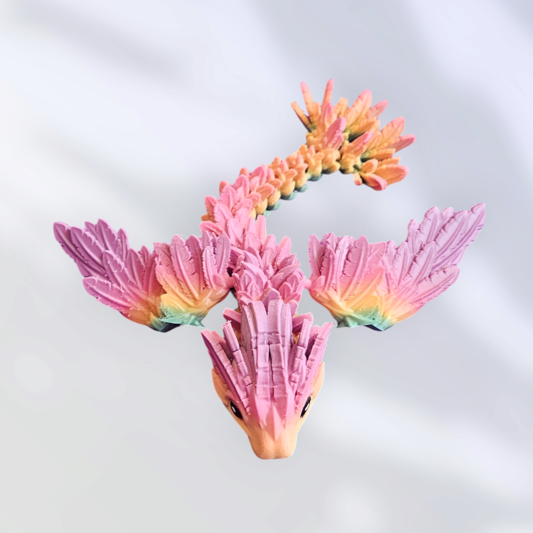 Rainbow Baby Winged Feather Dragon (3D Print)